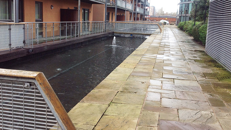 albion mill water feature