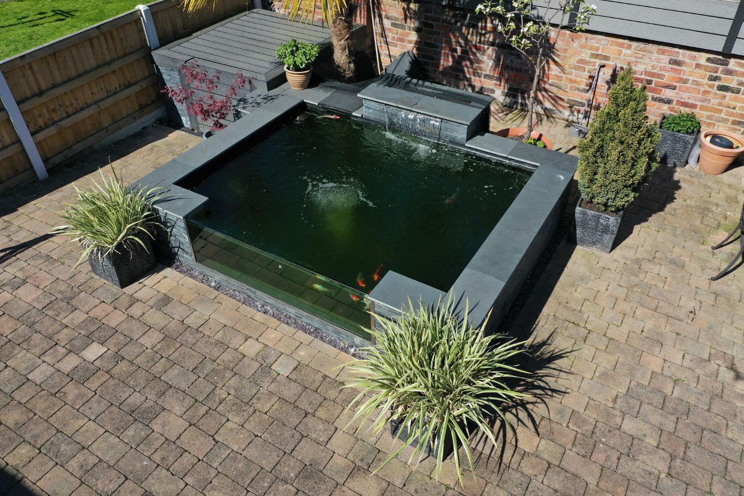 raised contemporary pond with window eccles 9